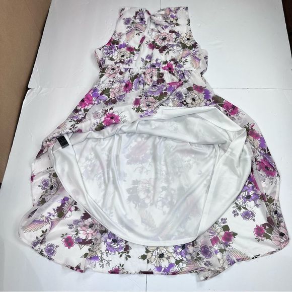 Torrid‎ Pink Purple Floral Chiffon Halter Neck Cutouts Sleeveless Mini Dress 1X - Picture 10 of 13